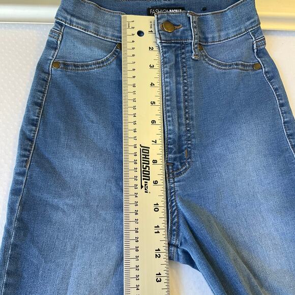 Fashion Nova Women Leggings size 3 Blue High Rise Stretch Boot Cut - Picture 6 of 10